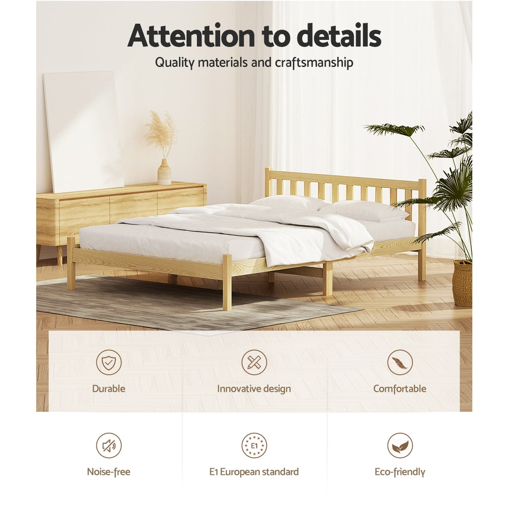 SOFIE Double Bed Frame Wooden Oak