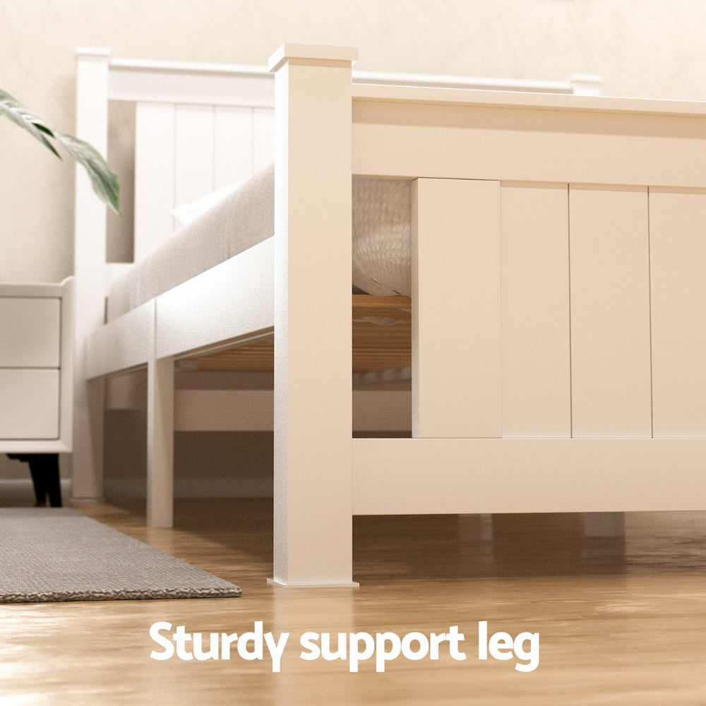 RIO Double Wooden Platform Bed Frame 2 Storage Drawers White