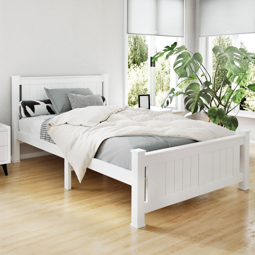 RIO King Single Wooden Bed Frame White
