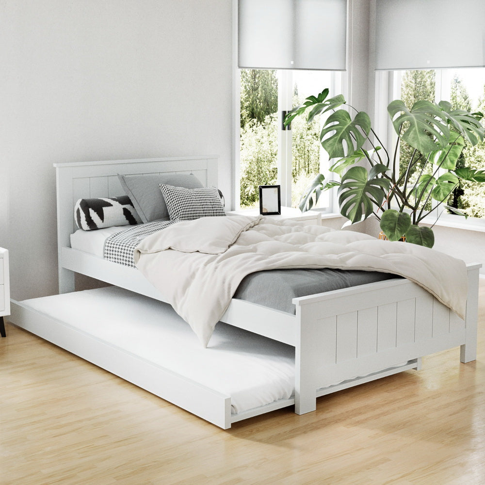 Elvis King Single Wooden Trundle Daybed White