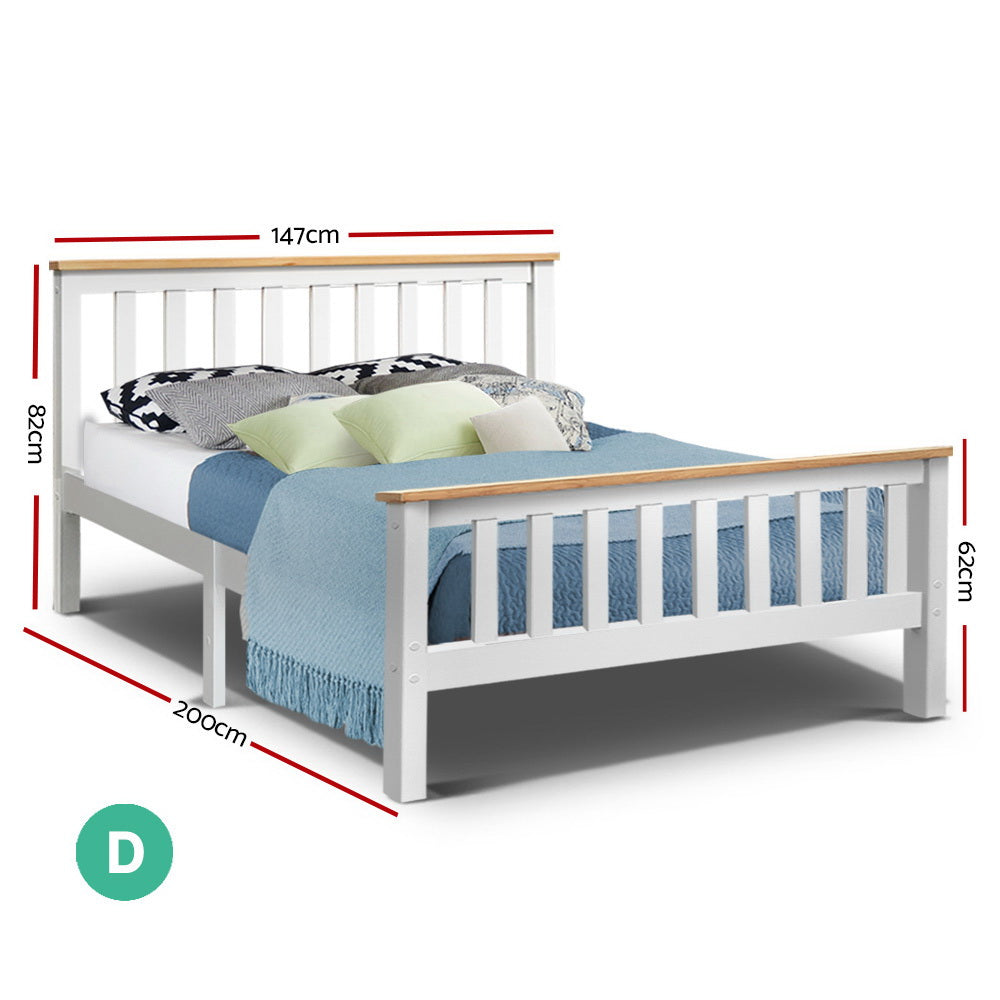 PONY Double Wooden Bed Frame White