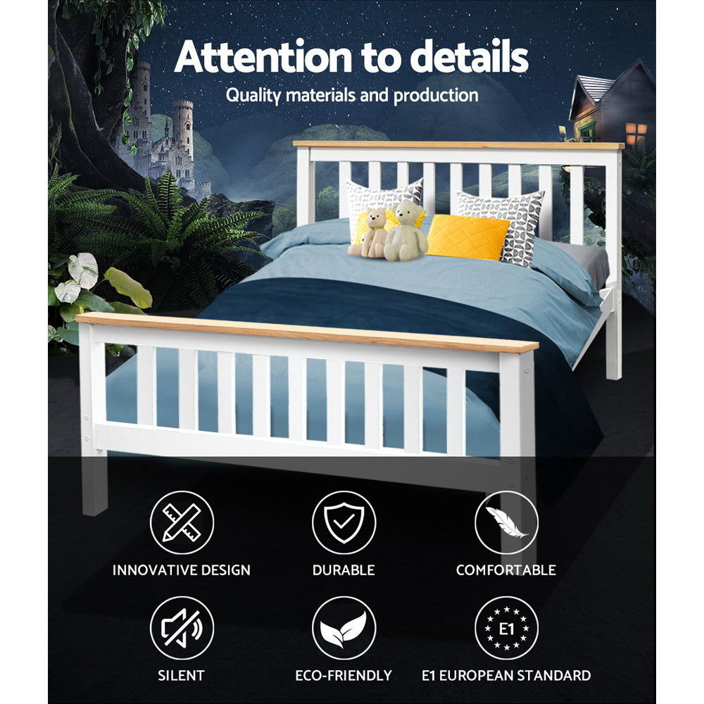 PONY Double Wooden Bed Frame White