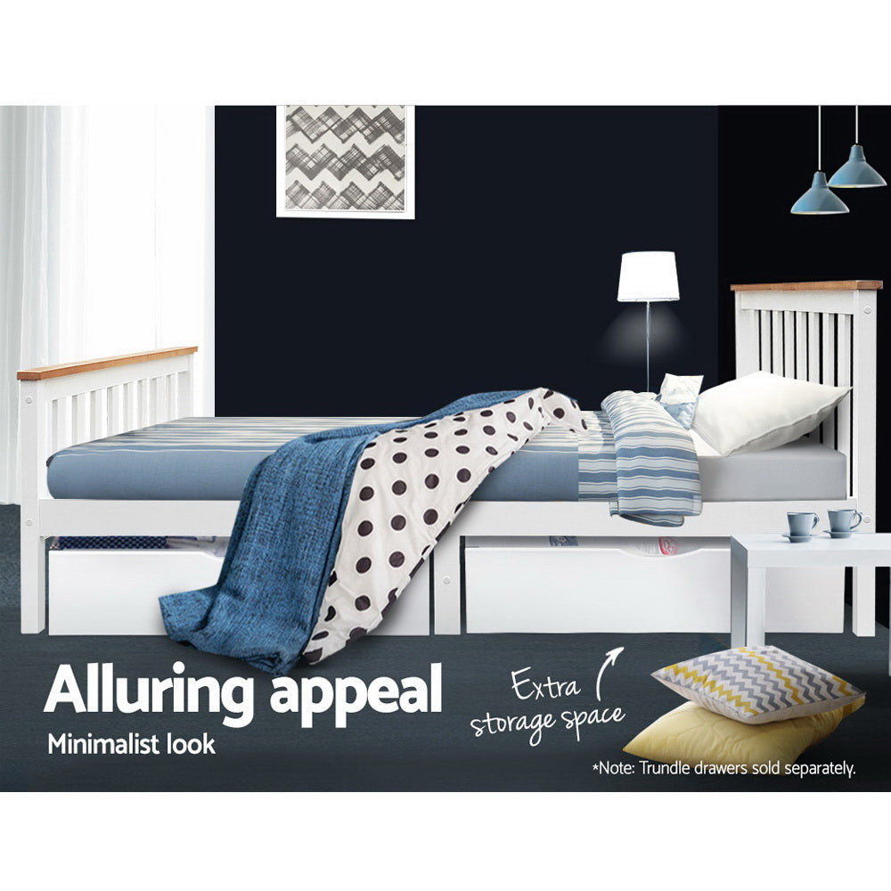 PONY Double Wooden Bed Frame White