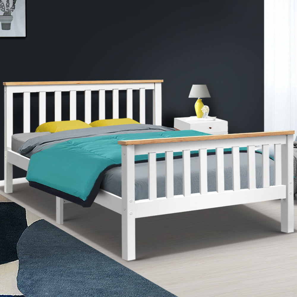 PONY Double Wooden Bed Frame White