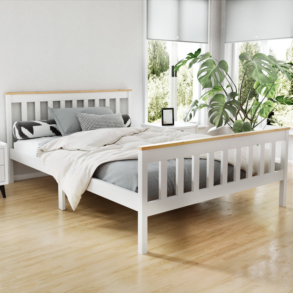 PONY Double Wooden Bed Frame White