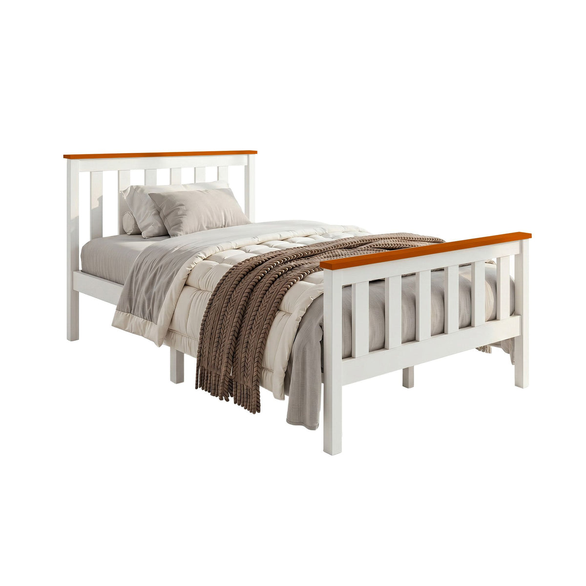 Pony Single Size Solid Pine Wooden Bed Frame White