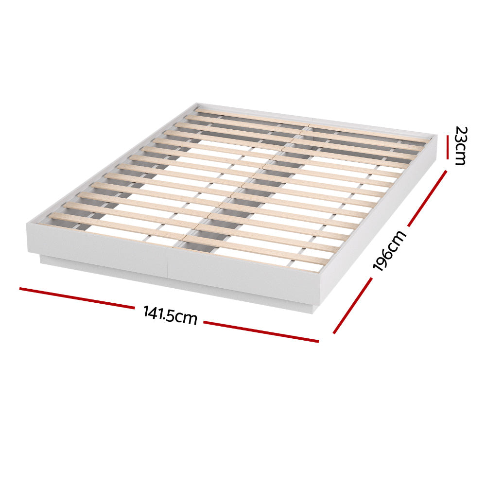 DAYGLOW Double Bed Frame 16-Colour LED Wooden Base Pine