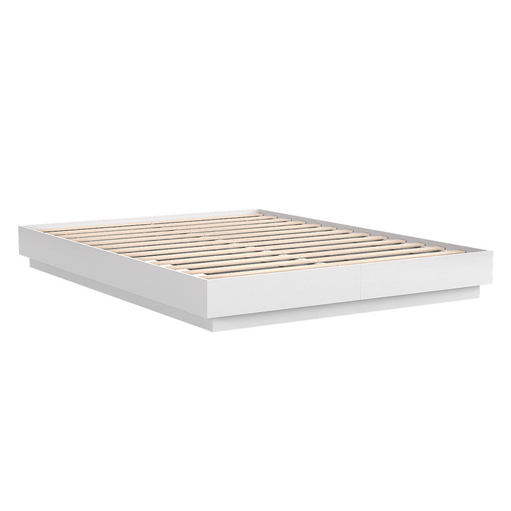 DAYGLOW Double Bed Frame 16-Colour LED Wooden Base Pine