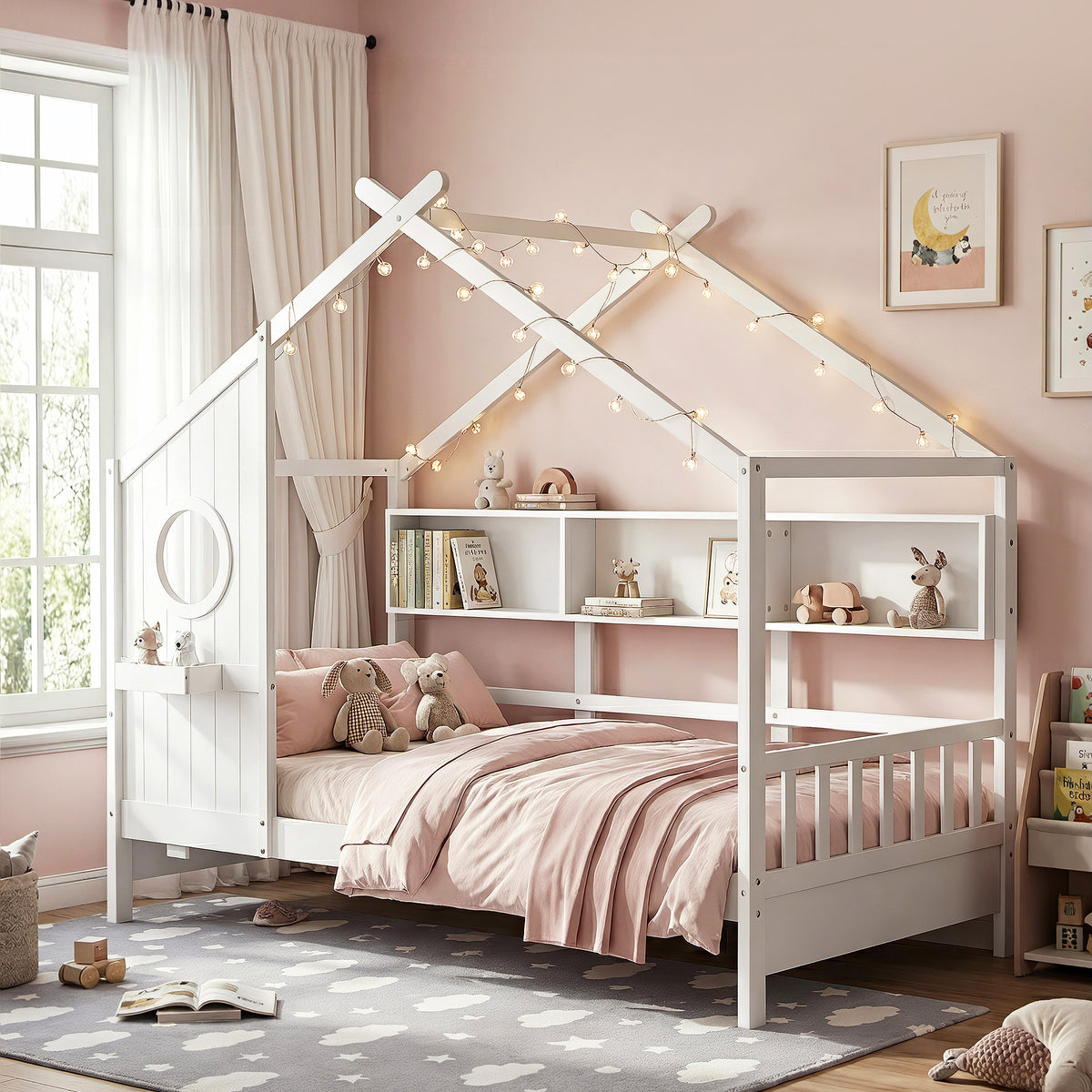 Artiss Kids Single House Bed Frame Montessori White