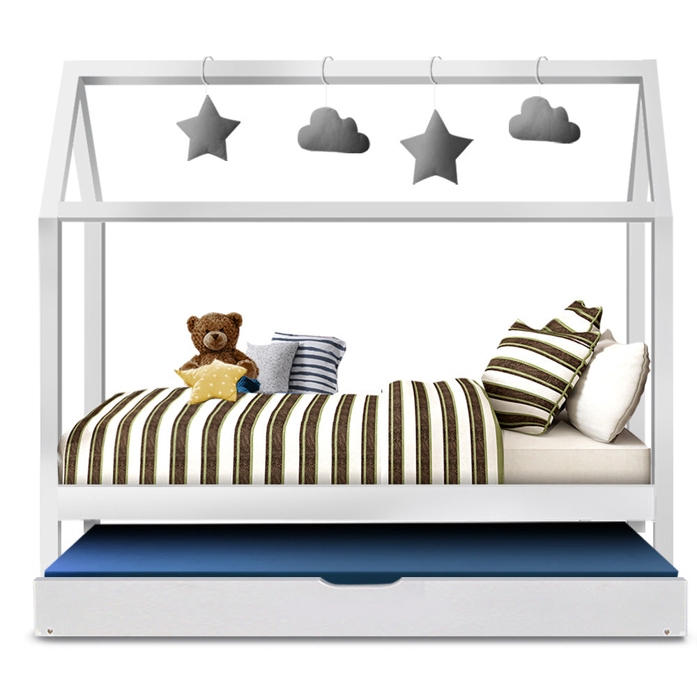HOLY Kids House Frame Trundle Daybed White