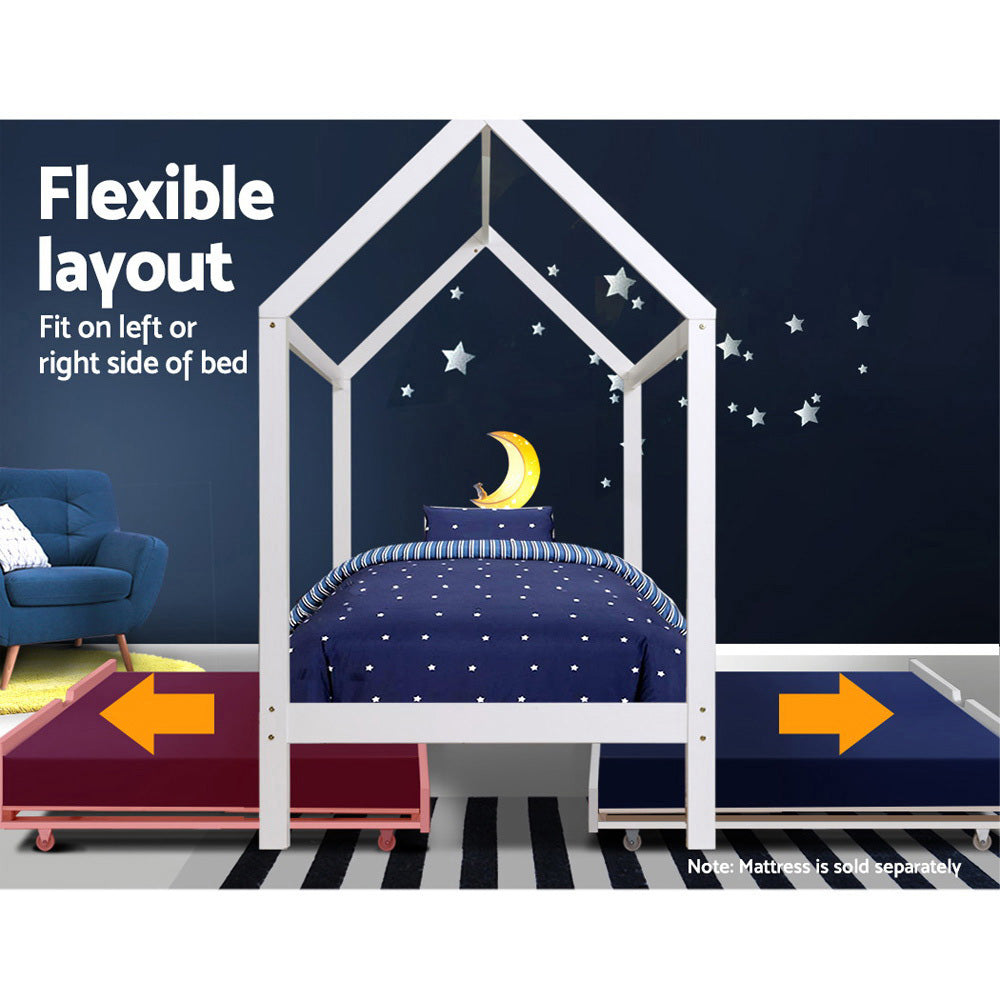 HOLY Kids House Frame Trundle Daybed White