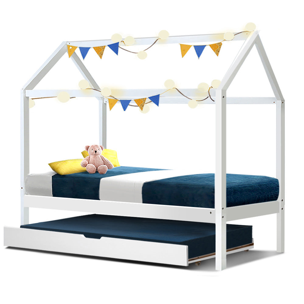 HOLY Kids House Frame Trundle Daybed White