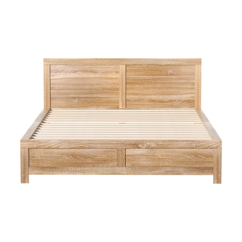 OATMEAL Double Bed Frame Wooden Acacia