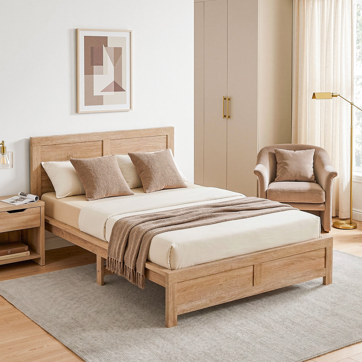 Artiss King Single Bed Frame Wooden Bed Base with Slats
