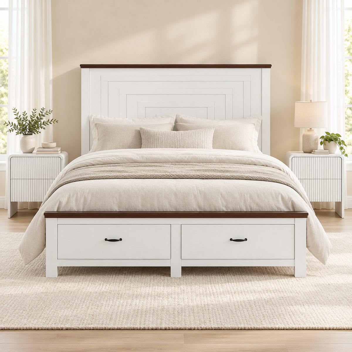 Artiss Queen Wooden Bed Frame and 2 Bedside Table Set