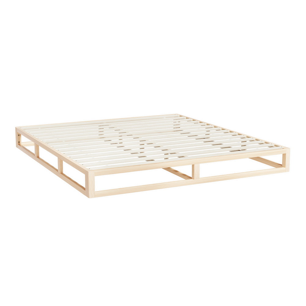 KALAM King Bed Frame Wooden Base Pine Timber