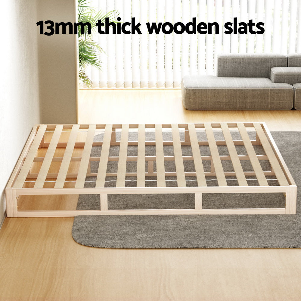 KALAM King Bed Frame Wooden Base Pine Timber