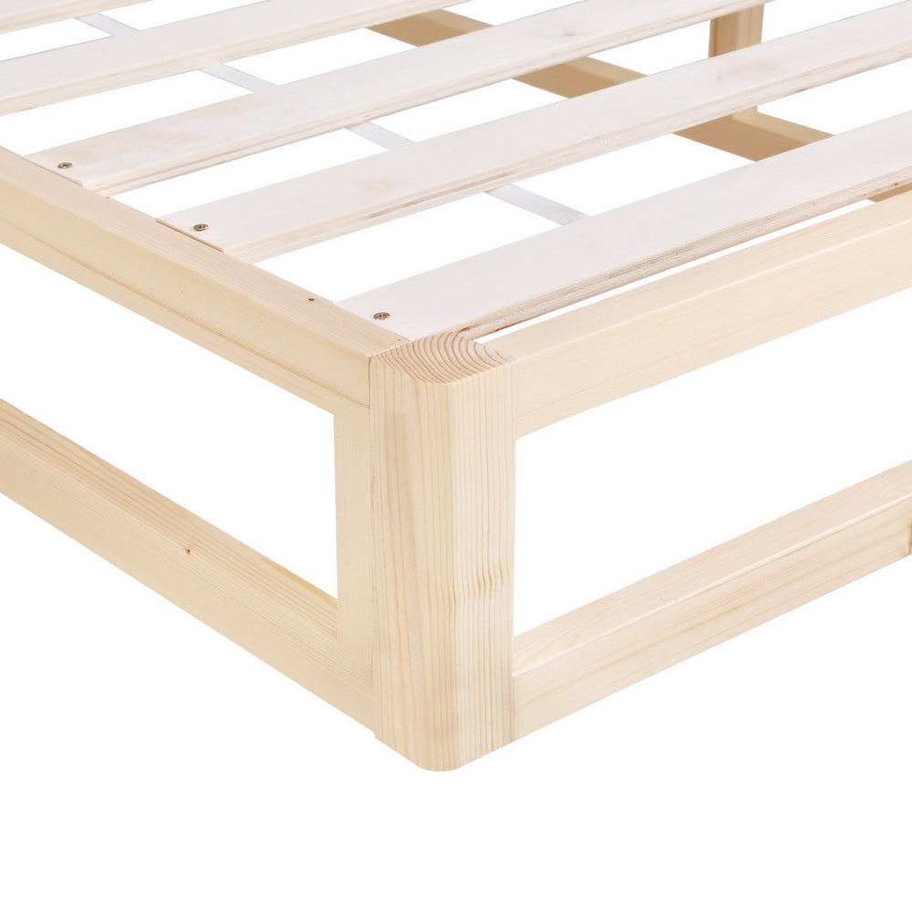 KALAM Queen Bed Frame Wooden Base Pine