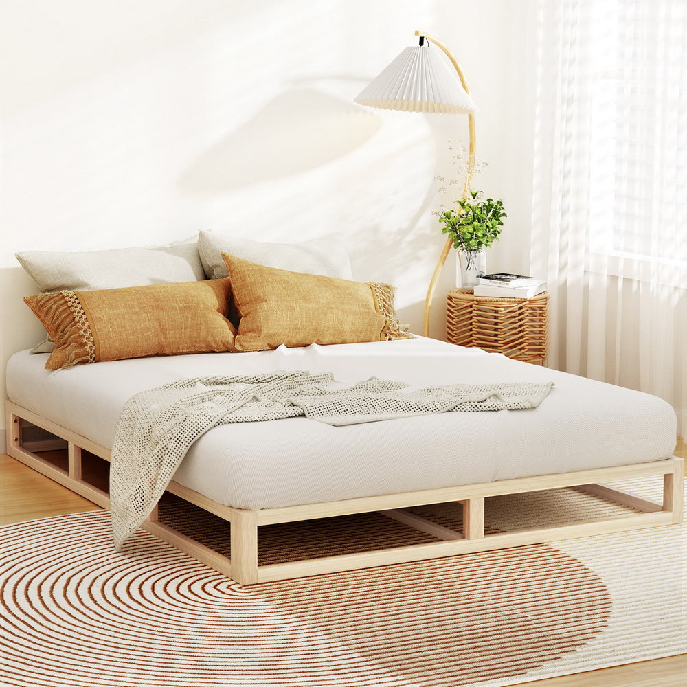 Kalam Queen Platform Bed Frame Timber Pine