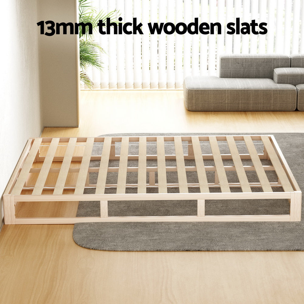 KALAM Queen Bed Frame Wooden Base Pine