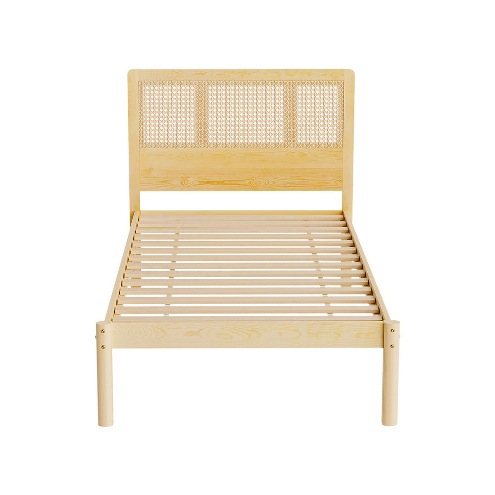 RITA Single Bed Frame Rattan Pine