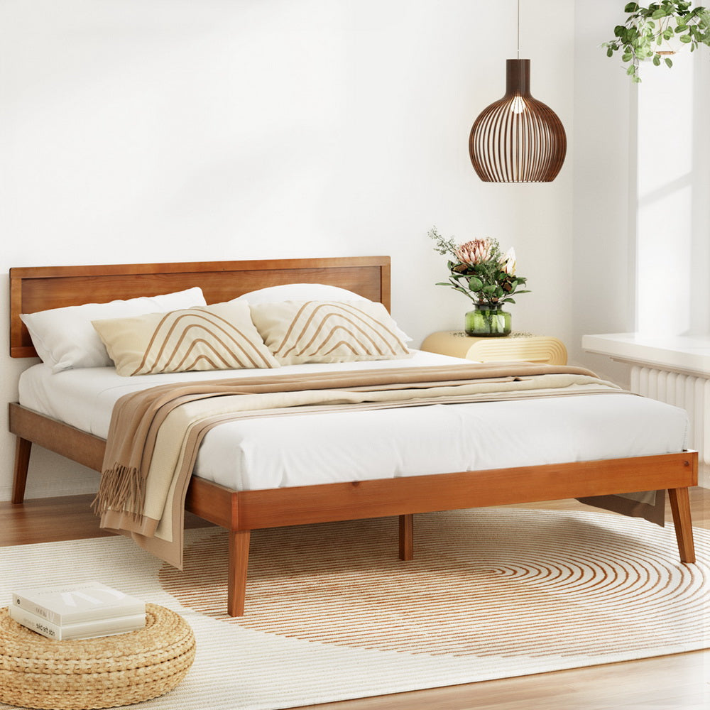 Splay Queen Wooden Bed Frame Walnut