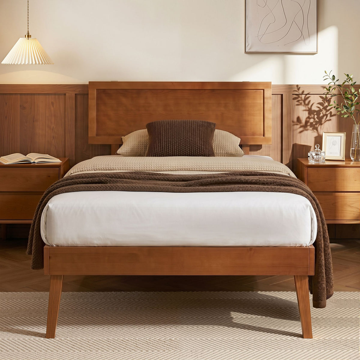 Splay Single Size Wooden Bed Frame Base Walnut