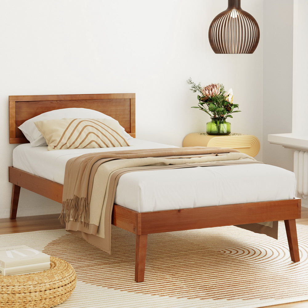 Splay Single Wooden Bed Frame Walnut