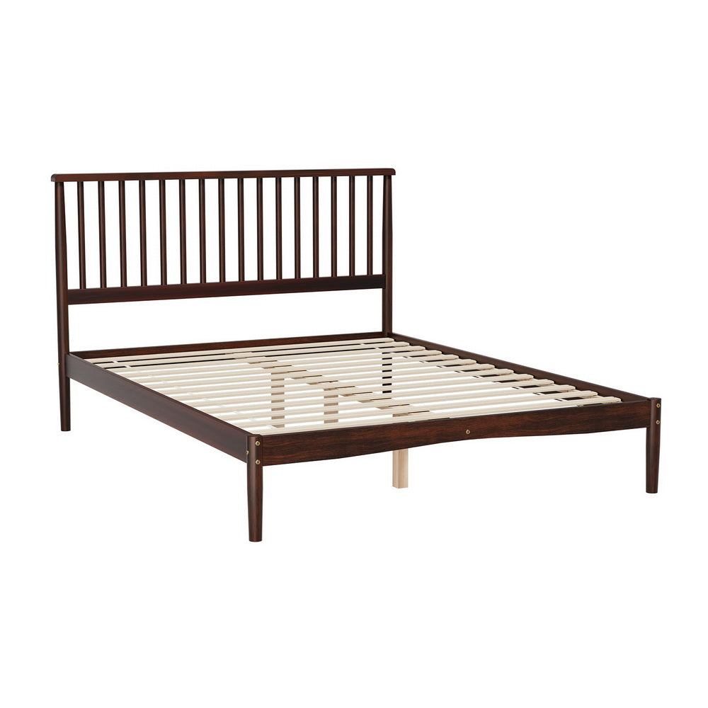 Vise Double Bed Frame Wooden Base Timber Walnut