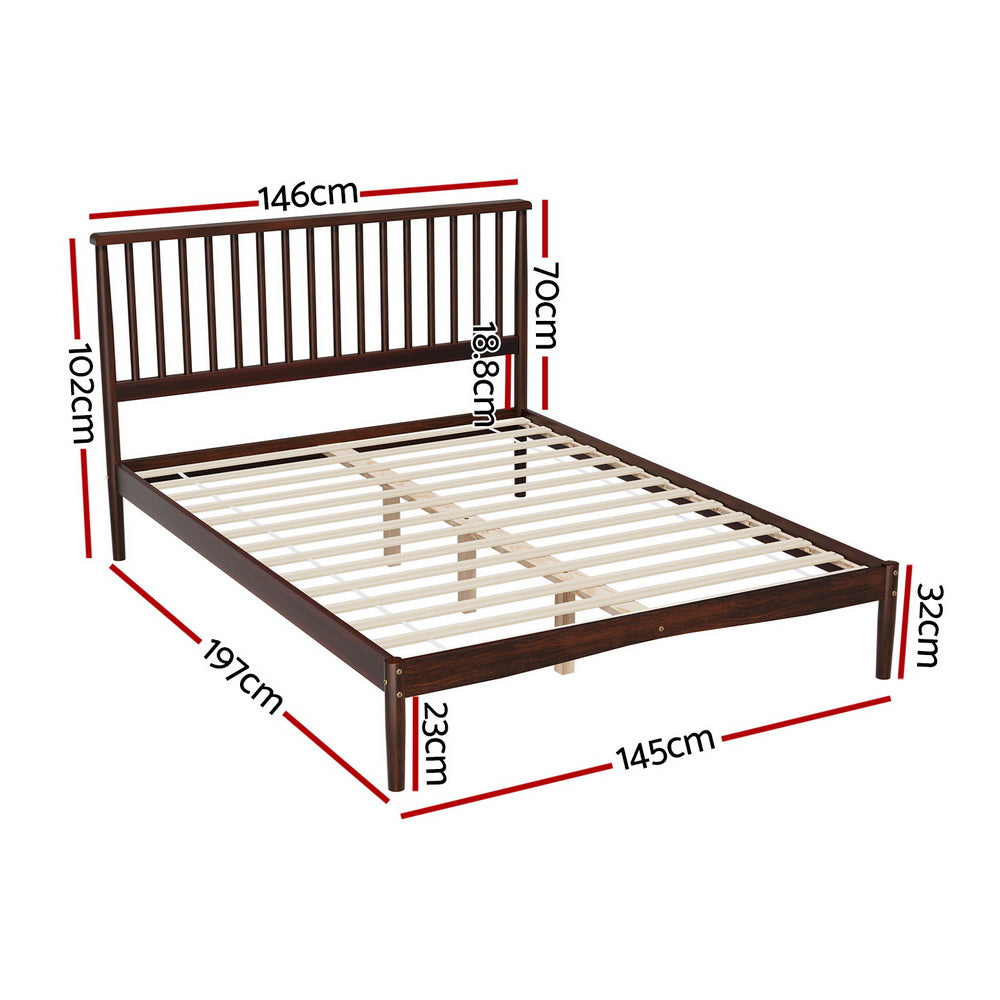 Vise Double Bed Frame Wooden Base Timber Walnut