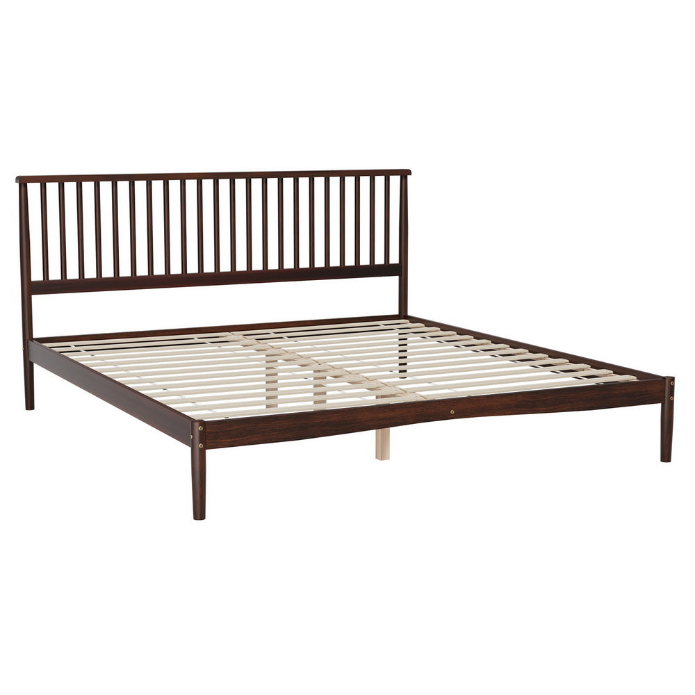 VISE King Bed Frame Wooden Base Timber Walnut