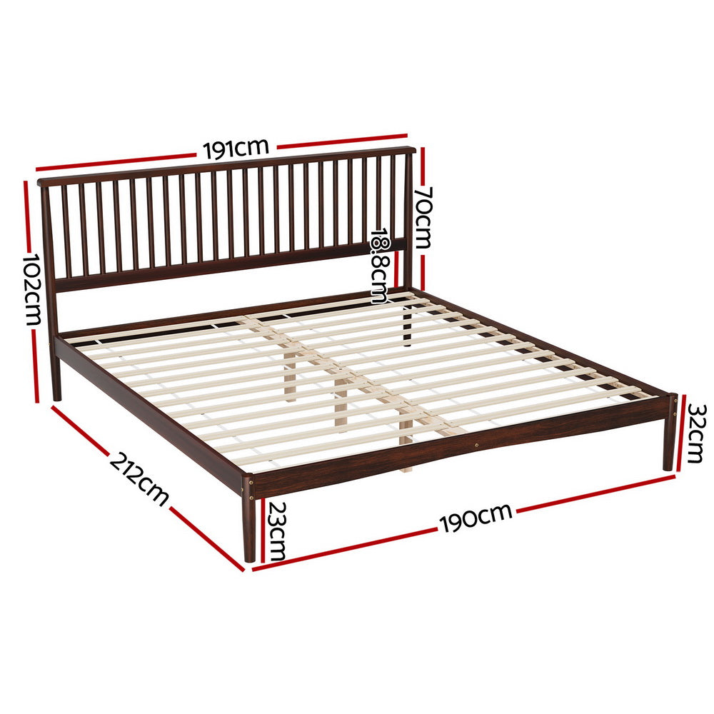 VISE King Bed Frame Wooden Base Timber Walnut