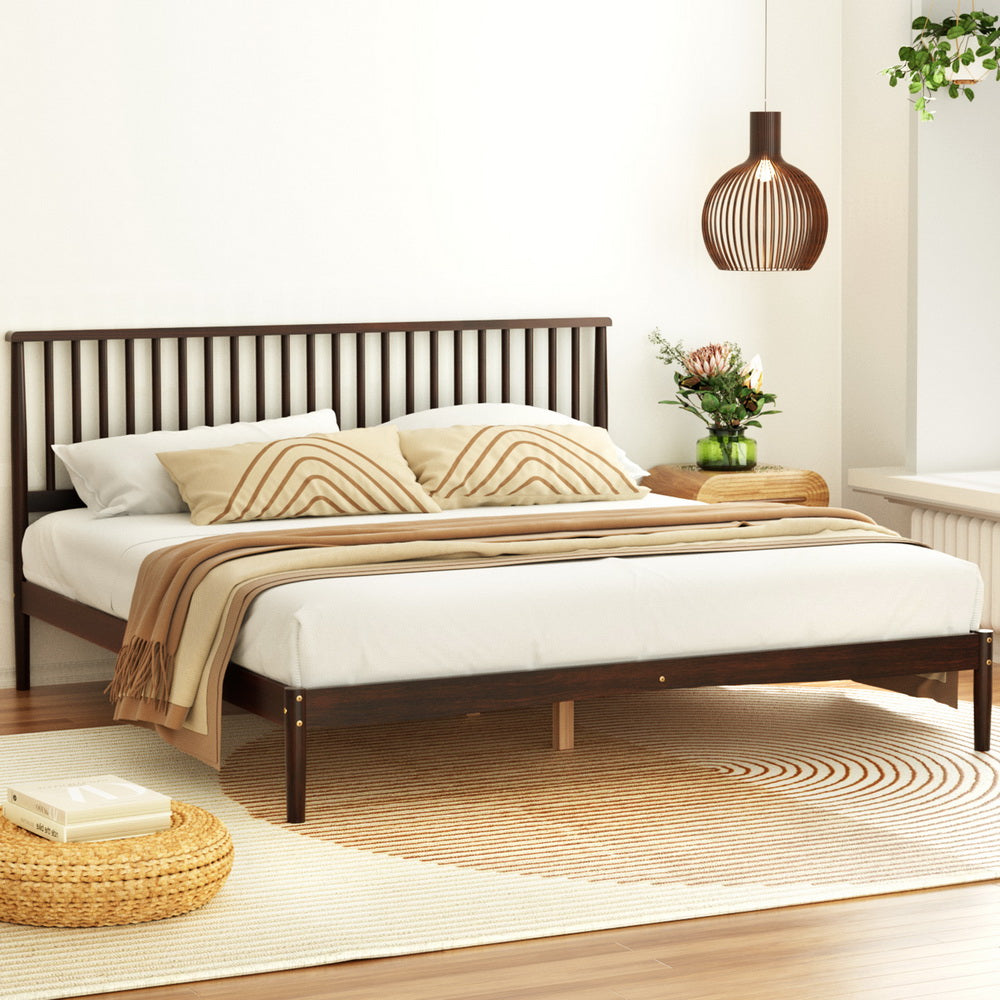 Vise King Size Bed Frame Wooden Base Timber Walnut