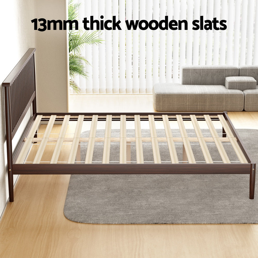 VISE King Bed Frame Wooden Base Timber Walnut