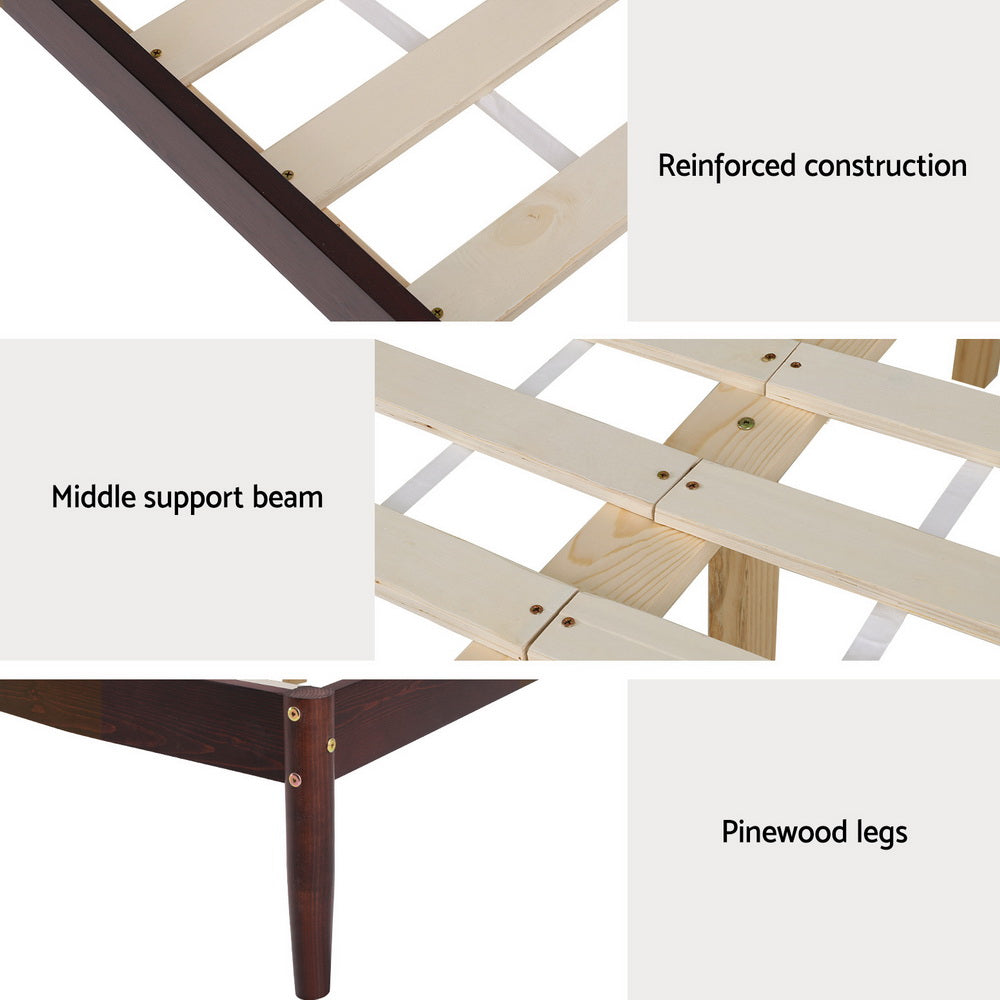 VISE King Bed Frame Wooden Base Timber Walnut