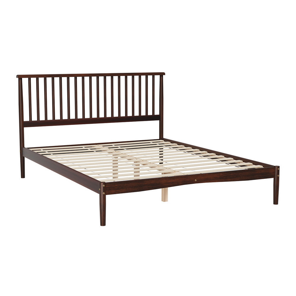 Vise Queen Bed Frame Wooden Base Walnut