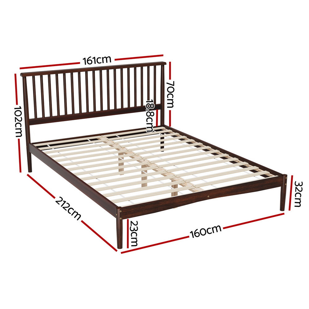 Vise Queen Bed Frame Wooden Base Walnut