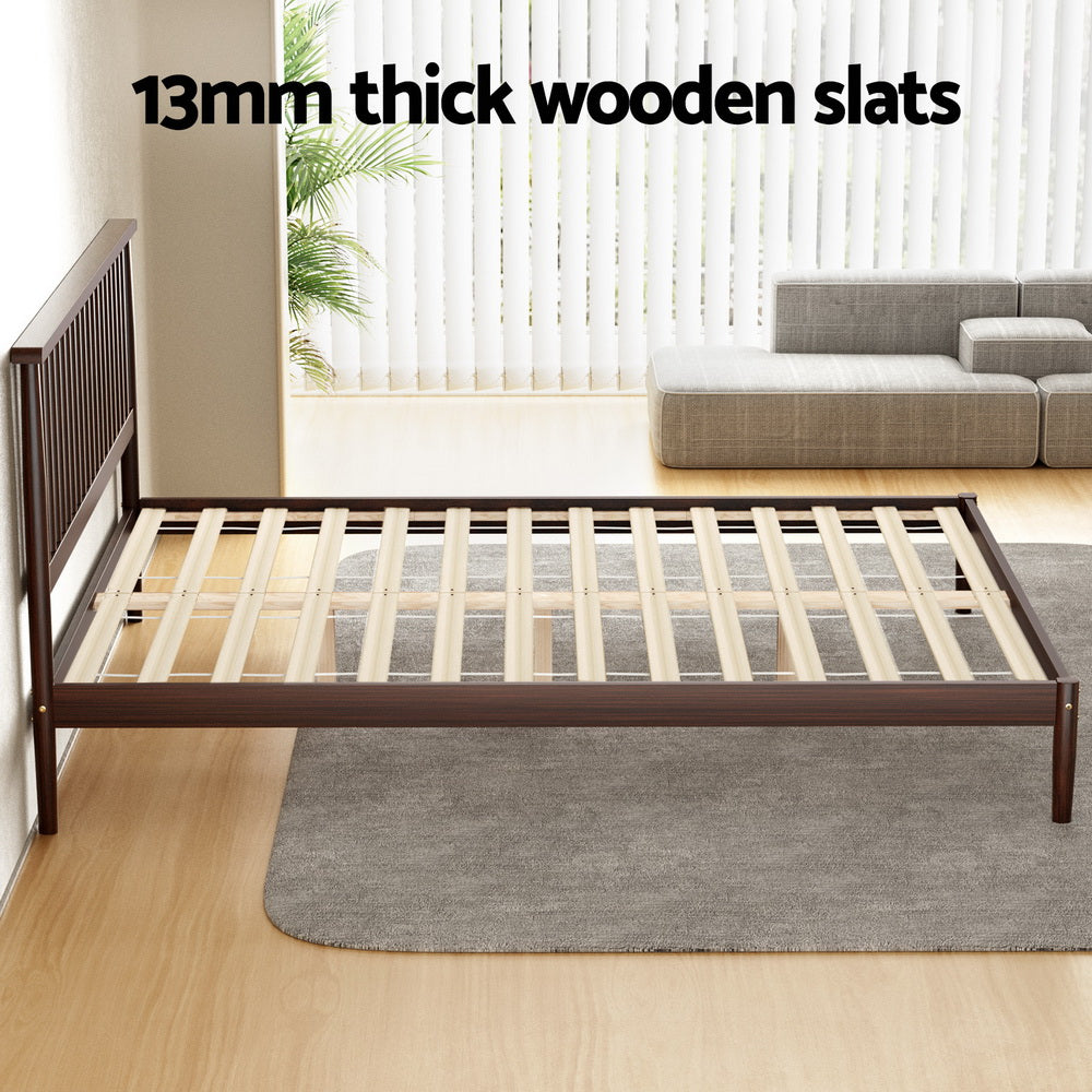 Vise Queen Bed Frame Wooden Base Walnut