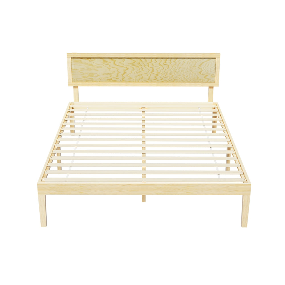 YUMI Queen Bed Frame Wooden Base Pine Timber