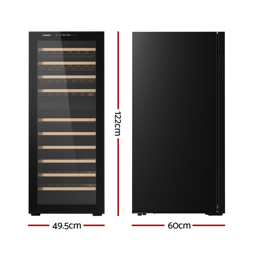 Devanti 80-Bottle Wine Fridge Dual Zone Compressor Black