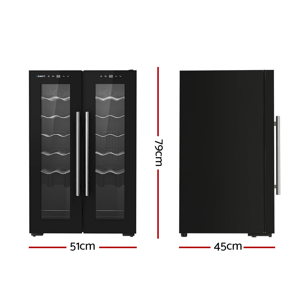 Devanti 24-Bottle Dual Zone Wine Fridge Black