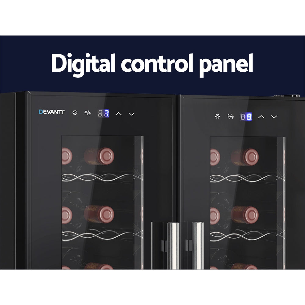 Devanti 24-Bottle Dual Zone Wine Fridge Black