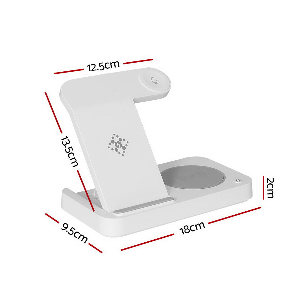 Devanti 4-in-1 Wireless Charger Dock Fast Charging White