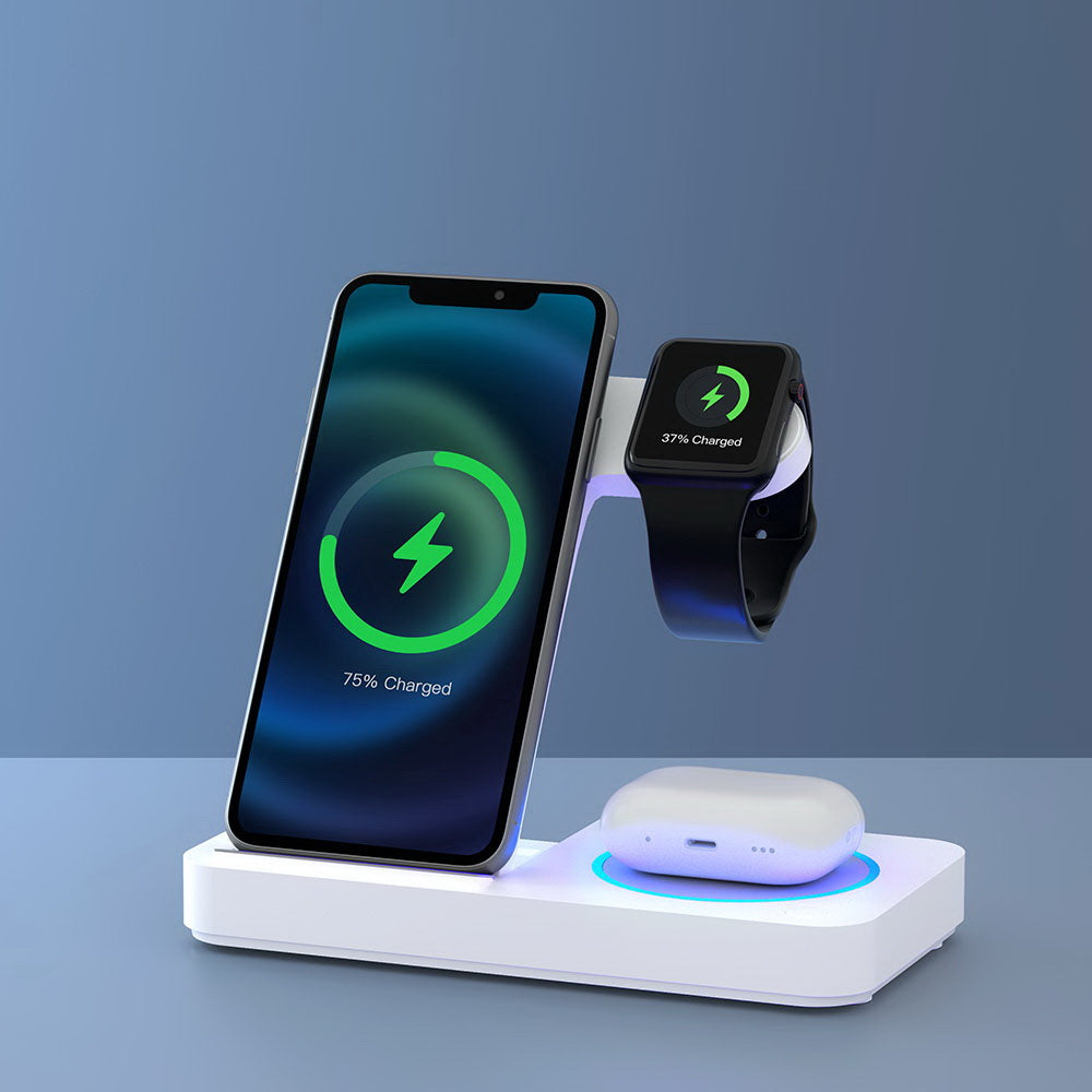 Devanti 4-in-1 Wireless Charger Dock Fast Charging White