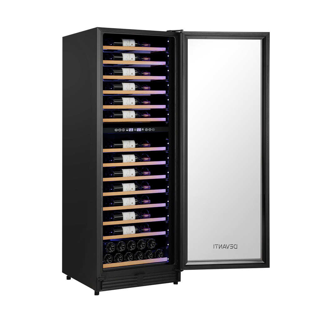 Devanti 128-Bottle Dual Zone Wine Fridge Black