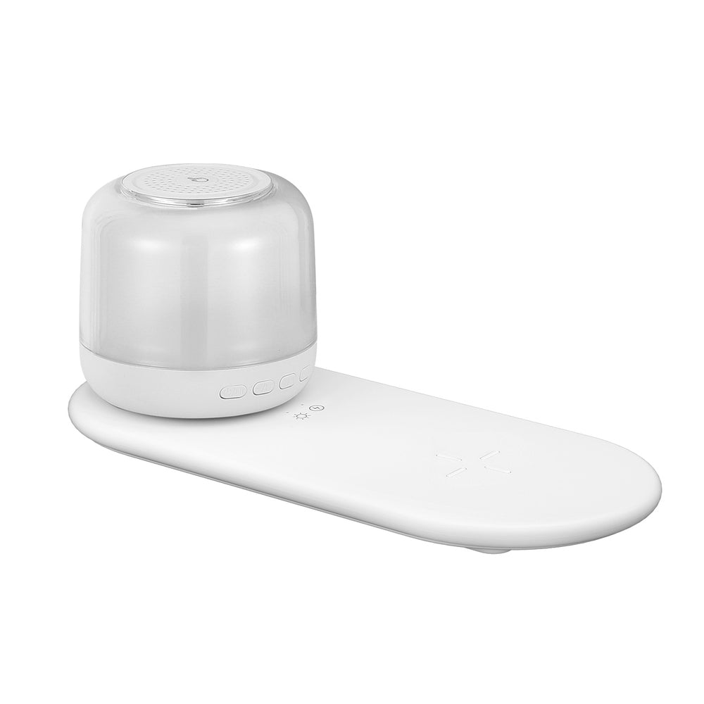 Devanti 3-in-1 Wireless Charger 15W Fast Charging RGB Light Bluetooth Speaker White