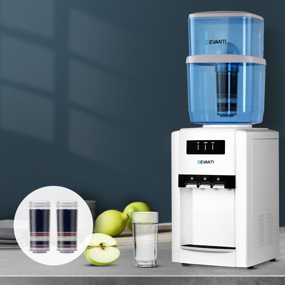 Devanti 22L Benchtop Water Cooler Dispenser 3-Tap Filtered White