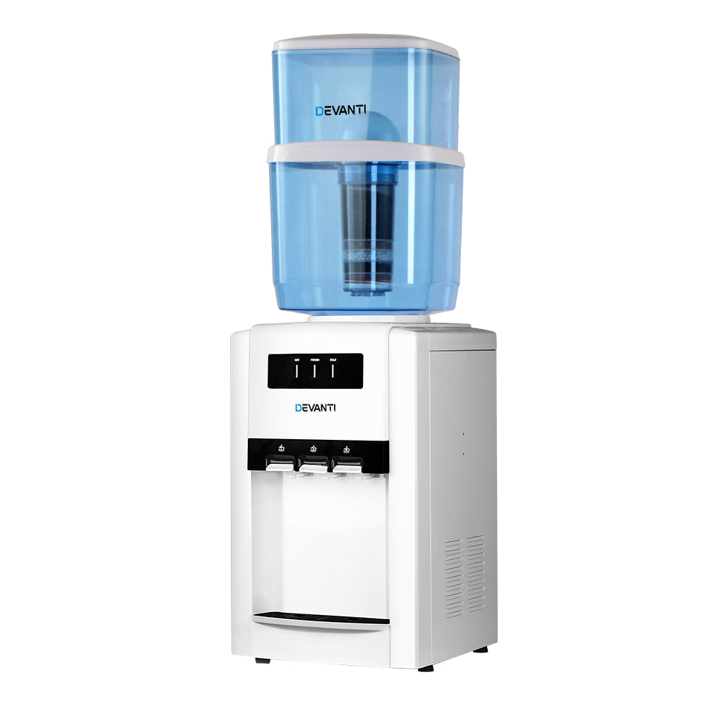 Devanti 22L Benchtop Water Cooler Dispenser 3-Tap Filtered White