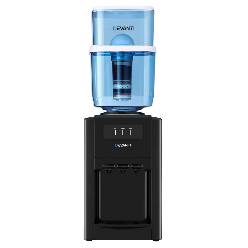 Devanti 22L Benchtop Water Cooler Dispenser 3-Tap Chiller Filter Black