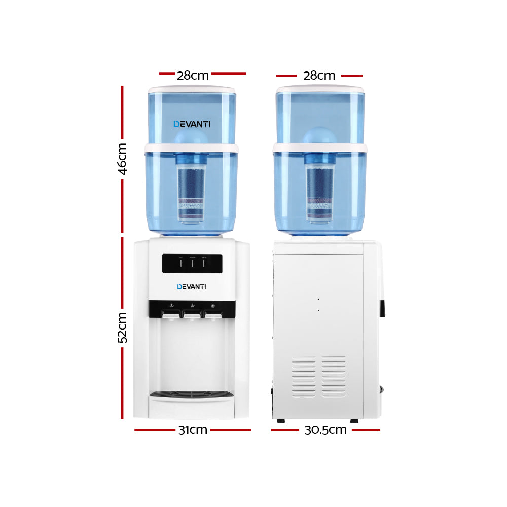 Devanti 22L Benchtop Water Cooler Dispenser White